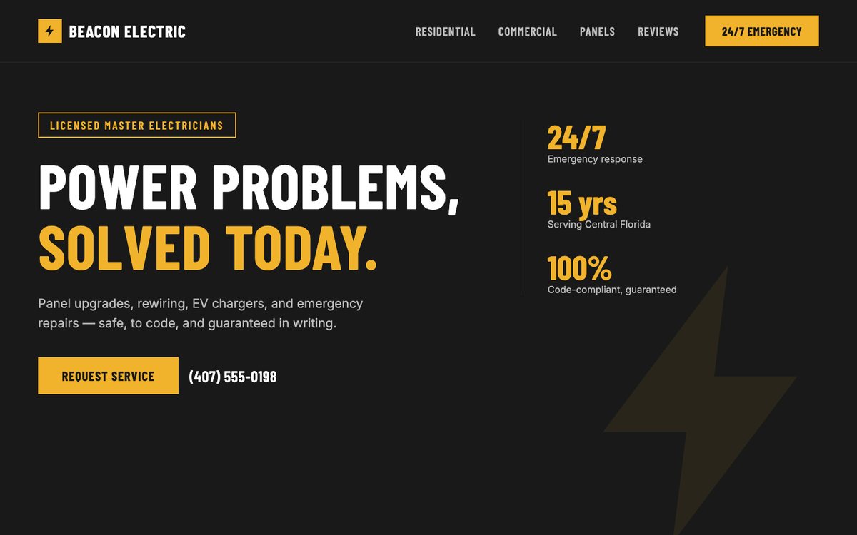 Concept website design — Beacon Electric (sample, not a real client)