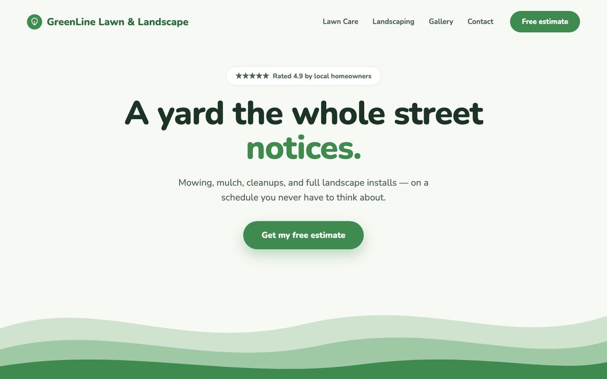 Concept website design — GreenLine Lawn & Landscape (sample, not a real client)